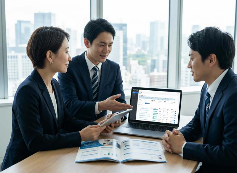 Business team using software